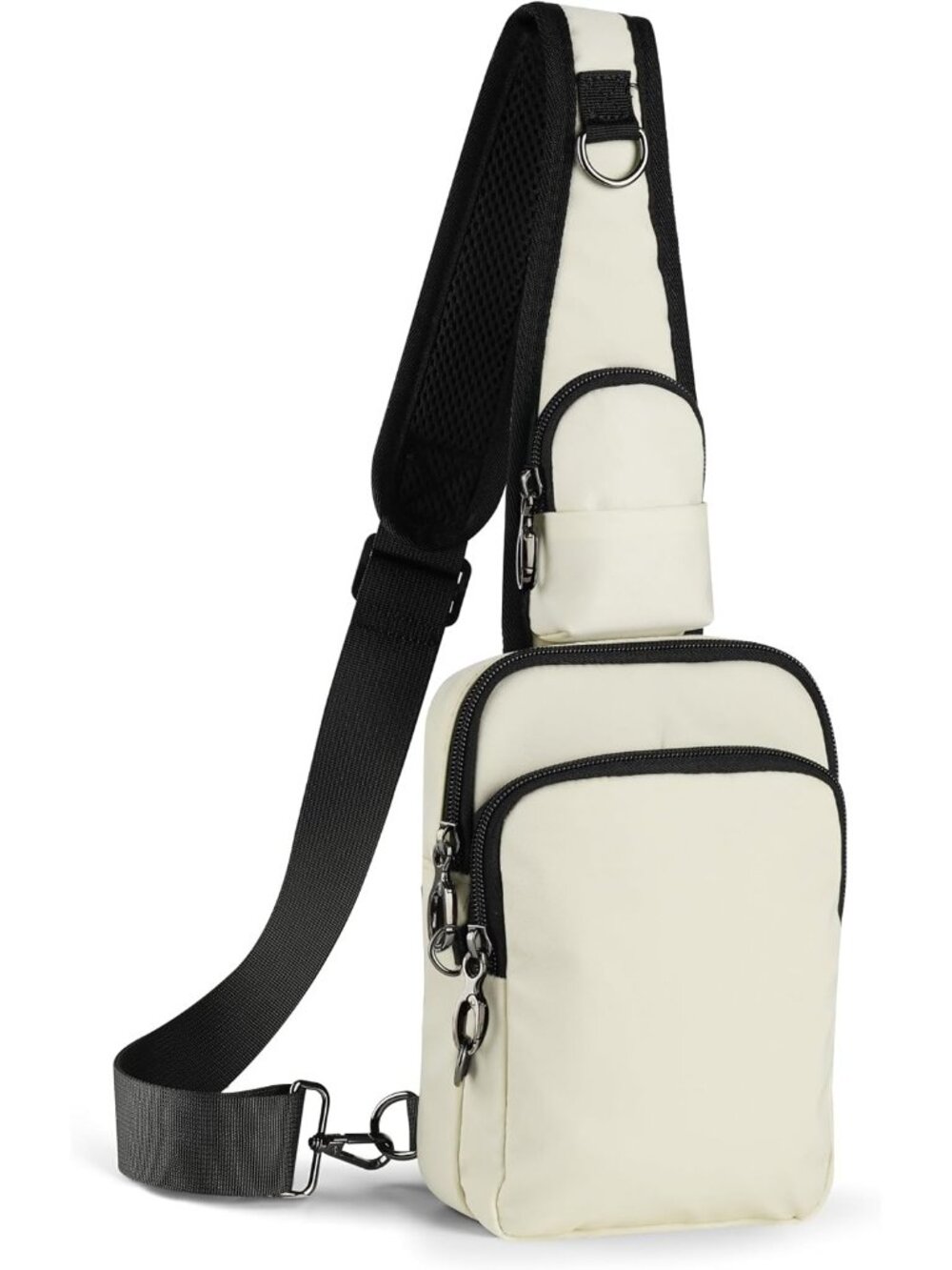 Men's Beige Sling Crossbody Bag RFID Water Resistant Waist Packs With Zipper